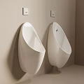 Modern White Wall Mounted Urinals With Ceramic Fixtures And Sensors In Public Bathroom Design