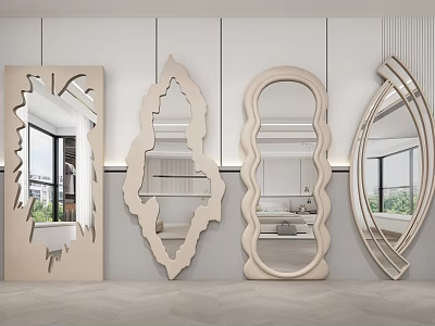 Modern Stylish Mirrors With Various Unique Shapes For Interior Walls 3d model