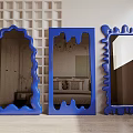 Blue Decorative Mirrors with Irregular Shape for Modern Interior Design 3d model