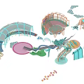 Colorful Outdoor Playground Equipment With Dragon Decoration Slides And Climbing Frames