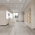 Elegant Bridal Shop Interior With Wedding Dresses And Display Shelves