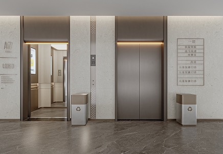 modern elevator hall hospital elevator 3d model