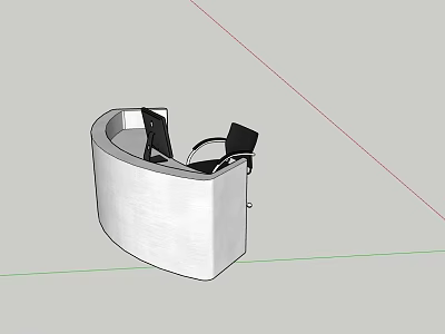 Modern Curved Reception Desk With Sleek Surface And Black Chairs 3d model