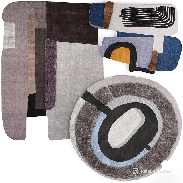 Modern Square Rugs With Abstract Geometric Patterns And Soft Fabric For Home Decor 3d model 
