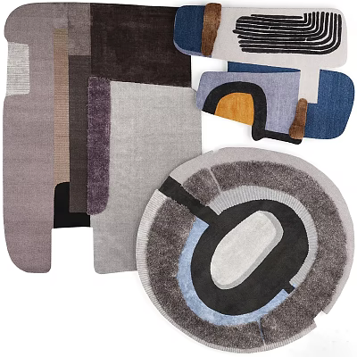 Modern Square Rugs With Abstract Geometric Patterns And Soft Fabric For Home Decor 3d model