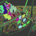 Aerial View Planning of Residential Area With High Rise Buildings Roads River and Greenery