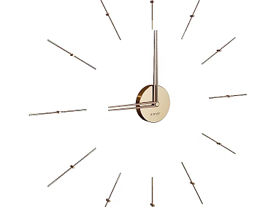 Minimalist Golden Wall Clock With Slender Hands And Linear Hour Markers 3d model