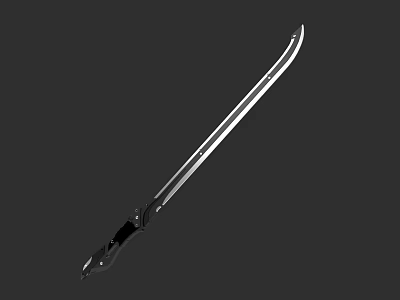 Modern Tactical Weapon Sword With Silver Sharp Blade And Black Handle 3d model