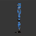 Blue Mechanical Robot Character With Round Eyes And Articulated Metal Limbs