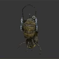 Smart Machine Snail Shaped Design With Rusted Metal Pipes Gears And Yellow Lights
