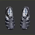 Blue Strappy Sandals with Buckle Closure and Cut Out Design Lightweight Summer Footwear for Casual Use