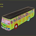 Orange Bus With Black Roof Multiple Windows And 3D Reflection On Dark Background 3d model