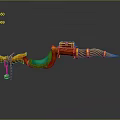 Ornate Curved Dragon Design Decorative Weapon With Orange Yellow And Green Accents
