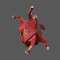 Unique Red Polygonal Doll Featuring Sharp Teeth And Number 1 Design