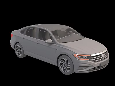 Gray Volkswagen Sedan Exterior Design With Modern Front View And Side Profile 3d model