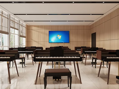 Piano Room Modern Piano Classroom 3d model