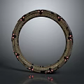 Industrial Circular Scenic Component With Metal Frame And Red Lighting Accents