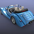 Blue Vintage Convertible Car With Open Top And Retro Classic Design