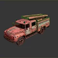 Vintage Rusty Fire Truck With Classic Ladder And Weathered Exterior Design