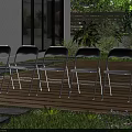 Stunning Garden Patio With Wooden Deck Green Plants Lawn And Stone Pavers