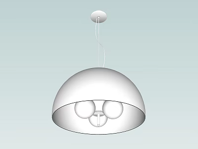 Modern Dome Shaped Pendant Light With White Lampshade And Double Bulbs For Home Interior 3d model