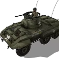 Military Six Wheeled Utility Vehicle With Soldier Machine Gun Main Cannon Antennas And ID Number