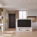 Soft Warm Cream Living Dining Room With Cozy Leather Sofa And Natural Wood Interior Design