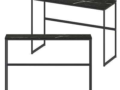 Sleek Modern Functional Desk Set with Marble Tops and Black Metal Frames Design 3d model