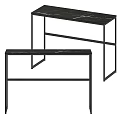 Sleek Modern Functional Desk Set with Marble Tops and Black Metal Frames Design 3d model