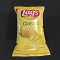 Lays Classic Potato Chips Snack With Yellow Packaging And Crispy Chips Design 3d model