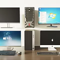 All in One And Tower Desktop Computers With Monitors Keyboards Mouse 3d model