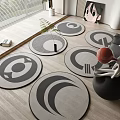 modern round carpet cream round carpet 3d model