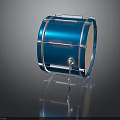 Blue Shiny Drum With Metal Hardware And White Drumhead On Stand