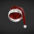 Festive Red Sequined Christmas Hat With White Trim And Pom Pom Decoration