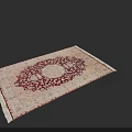 Square Rug Featuring Intricate Traditional Pattern Cream Background Burgundy Accents and Fringed Edges