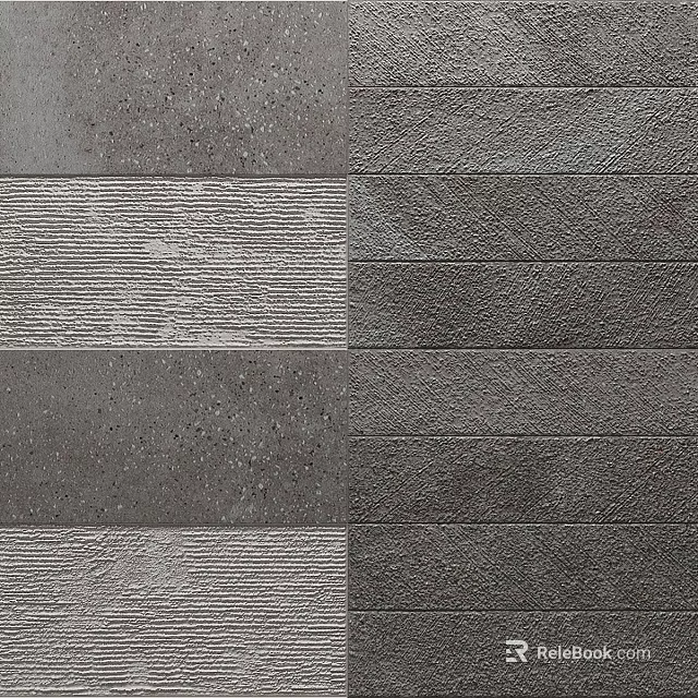 Textured Gray Building Components With Diverse Surface Patterns For Architectural Design 3d model 
