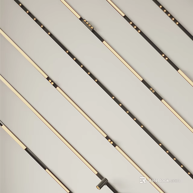 Downlights And Spotlights With Modern Black Gold Design Arranged In Rows 3d model 