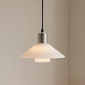 Modern Minimalist Chandelier With White Glass Shade And Stainless Steel Base For Living Room