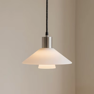 Modern Minimalist Chandelier With White Glass Shade And Stainless Steel Base For Living Room 3d model