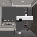 Modern Tatami Bedroom Interior Design With Tatami Bed Desk And Storage Cabinets