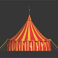 Vibrant Circus Tent With Red And Yellow Stripes Tall Spires And Flags