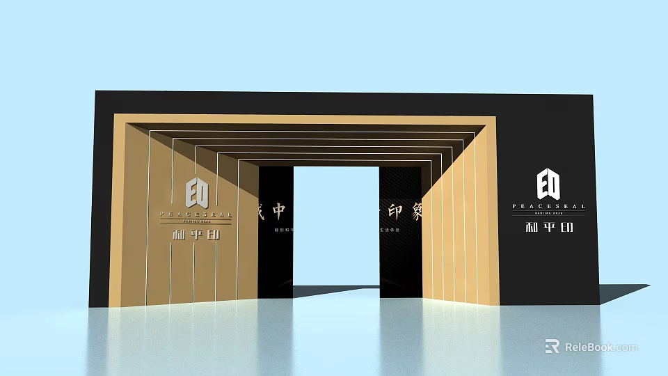 Modern Elevator Hallway Design With Wooden Panels And Symmetrical Lighting 3d model
