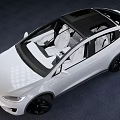 White Tesla SUV With Black Wheels And White Interior Seats Design 3d model