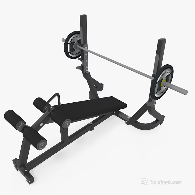 Professional Weight Bench With Barbell And Weight Plates For Fitness Training 3d model 