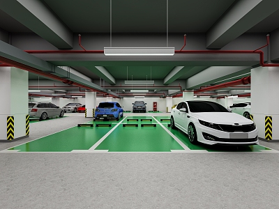 Modern Parking Indoor Underground Parking 3d model