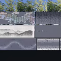 Various Scenic Feature Wall Designs With Mountain Patterns Grid Textures And Wavy Lines