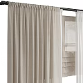 Beige Linen Curtains With Sheer Layer For Window Light Filtering Home Decor