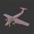 Small Gray Aircraft Model With Two Propellers And Mounts Under Wings On Dark Reflective Background 3d model