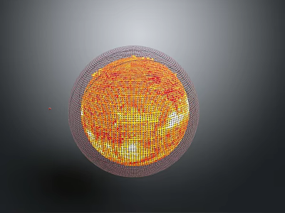 Decorative Light Up Spherical Home Decor With Orange Yellow Woven Texture 3d model