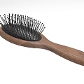 Wooden Handle Hair Comb With Dense Black Bristles And Ergonomic Design